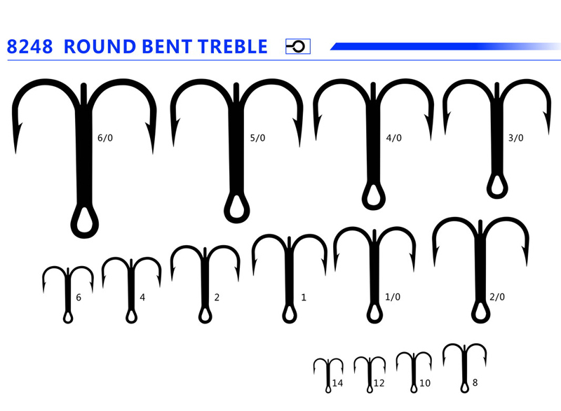 Classic Treble Hooks Strong Sharp Round Bend Treble Hook